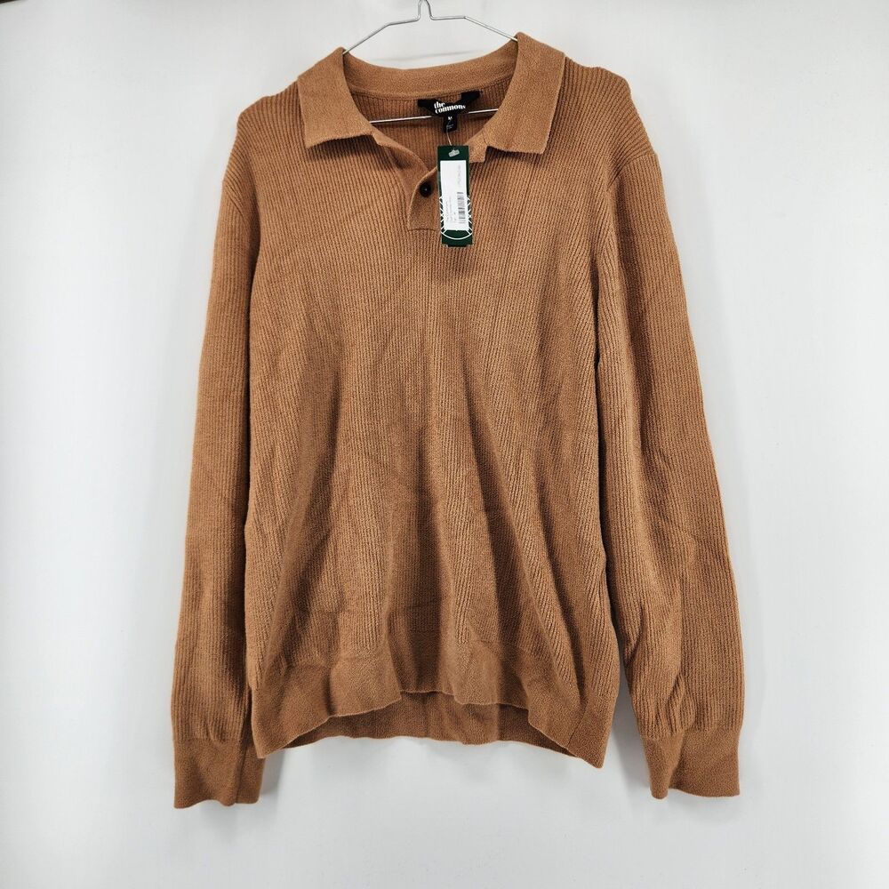 The Commons Men's Tan‎ Medium Dull Chenille Polo Shirt NWT